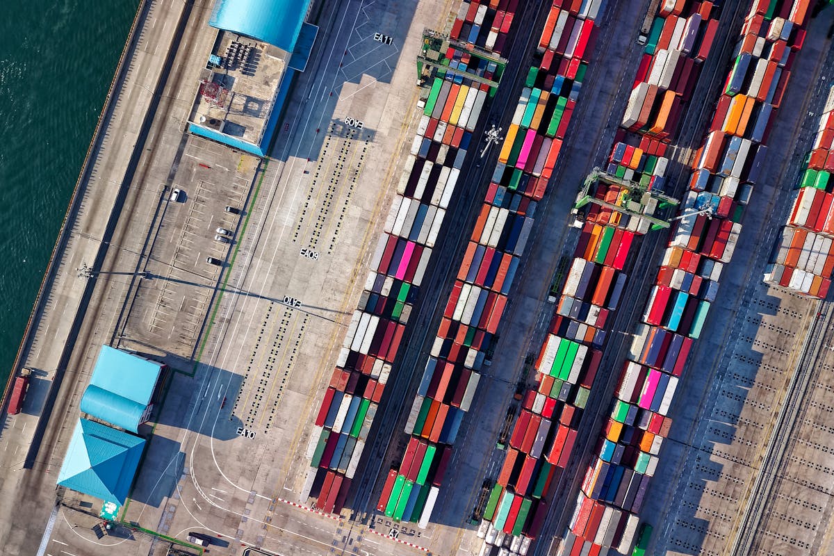 Freight terminal and containers from above